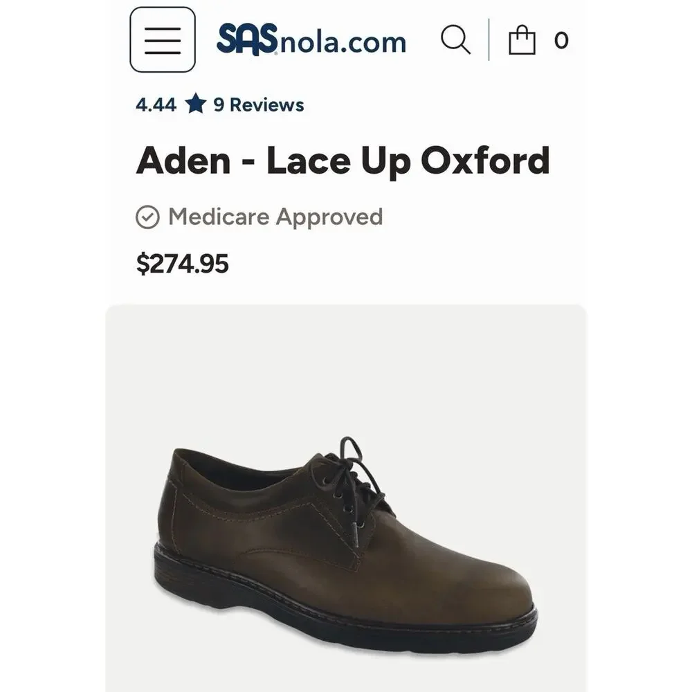 SAS Aden Brown Leather Oxford Comfort Casual Dress Shoe Men’s 9M EUC Retail $275